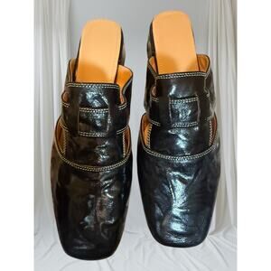 Unbranded Black Leather Mules Square toe Spain Shoes NWOT  8